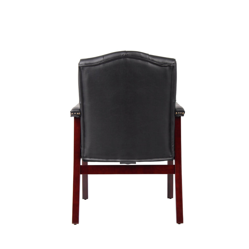 Leather Reception Guest Chairs With Padded Seat And Arms Ergonomic Mid-Back Office Executive Side Chair For Meeting Waiting Room Conference Office Guest Chairs - Black