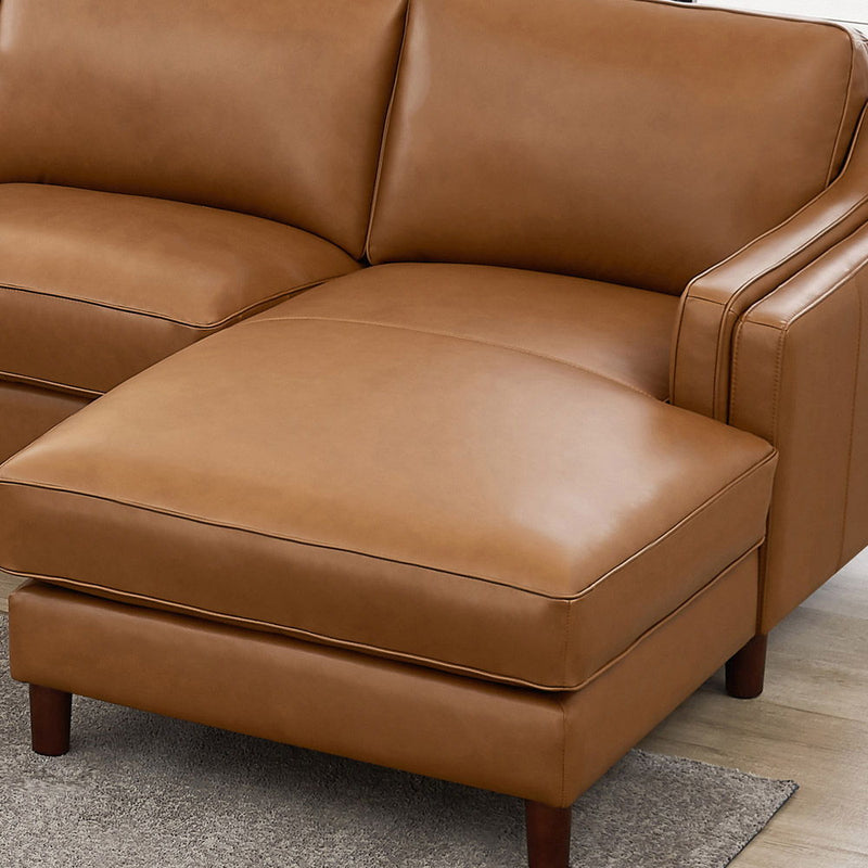 Bella - Leather Right Chaise Sectional - Brown