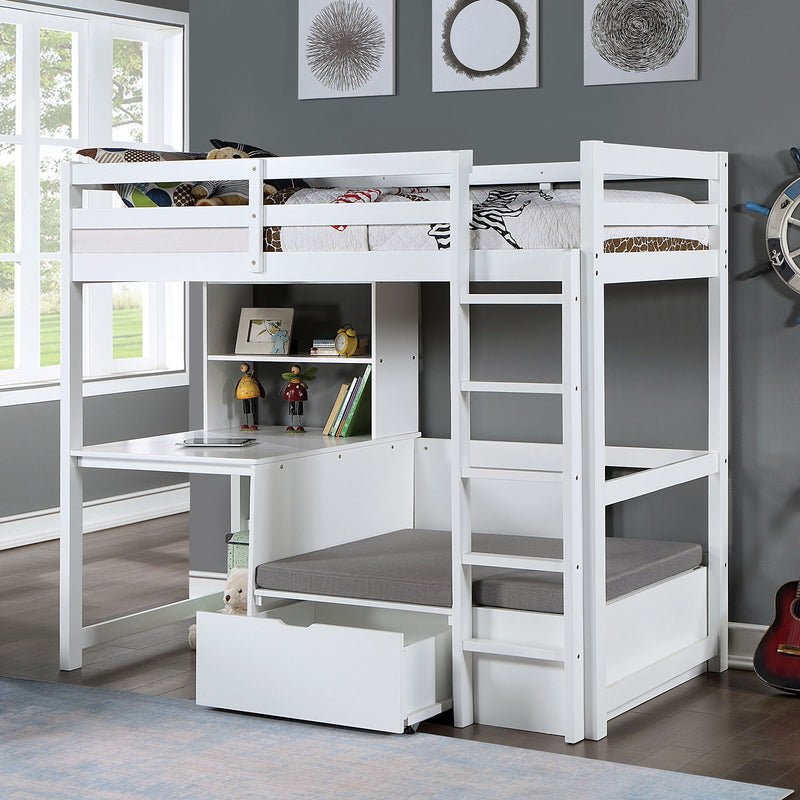 Callistus - Twin Workstation Loft Bed - White