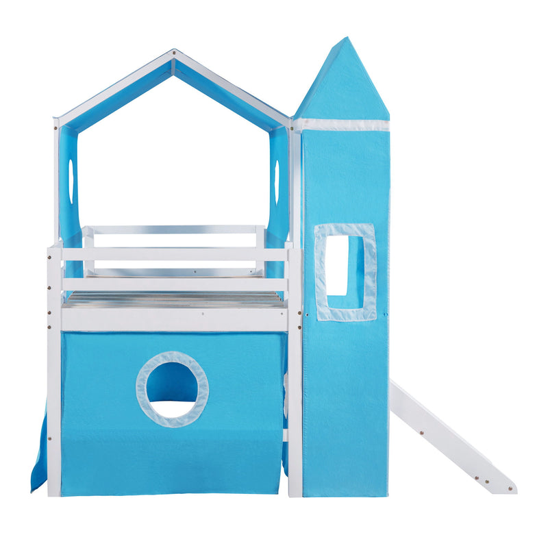 Kids Furniture - Bunk Bed With Slide Tent And Tower