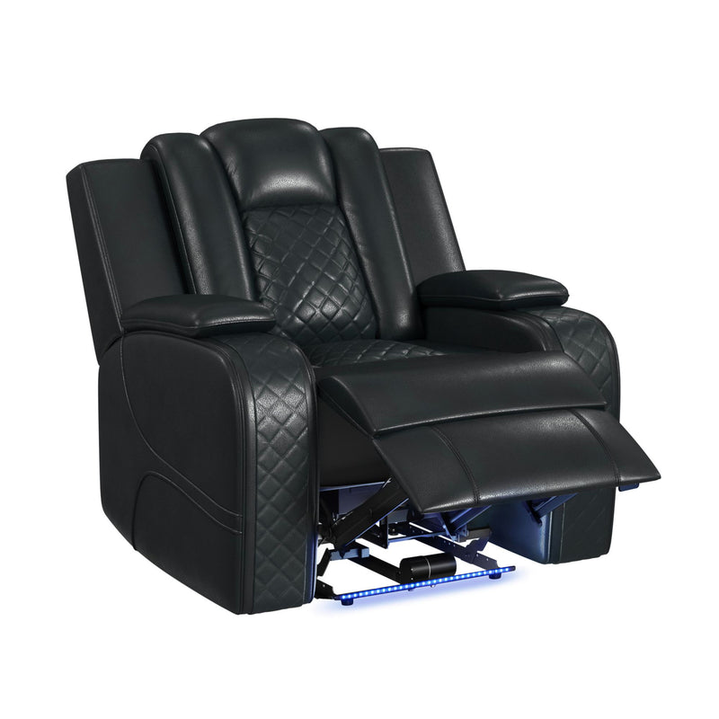 Carlo - Power Motion Recliner With Power Headrest, LED - Pebble Black