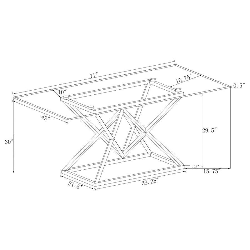 Beaufort - Rectangle Glass Top Dining Table - Chrome