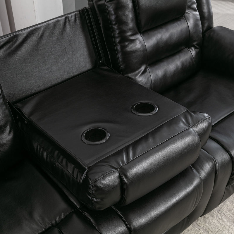 3 Seater Home Theater Recliner Manual Recliner Chair With Two Built-In Cup Holders For Living Room