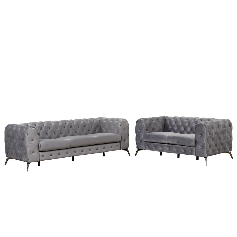 3 Piece Sofa Sets Modern With Sturdy Metal Legs, Velvet Upholstered Couches Sets Including Three Seat Sofa, Loveseat And Single Chair For Living Room Furniture Set