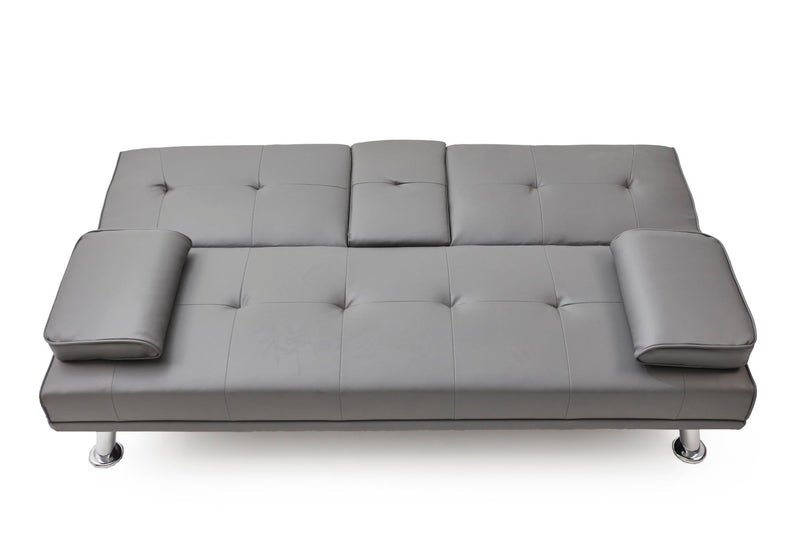 Leather Multifunctional Double Folding Sofa Bed For Office With Coffee Table