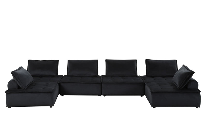 Anna - Velvet 6-Seater U-Shape Modular Sectional Sofa