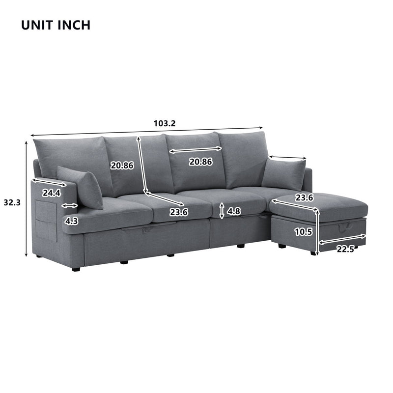 Modern Modular Sofa, Chenile Sectional Couch Set With 2 Pilows Included, Freely Combinable Indoor Funiture For Living Room, Apartment, Office