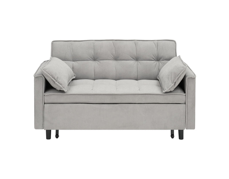 Two-Seat Casual Sofa With Pull Out Bed, Living Room Furniture - Light Gray