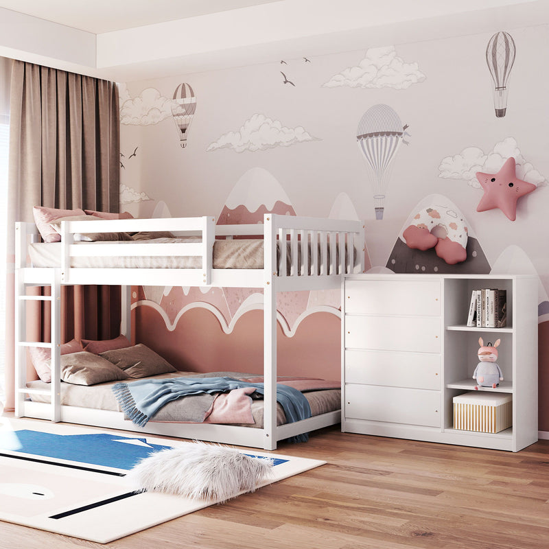 Kids Furniture - Bunk Bed With 4 Drawers And 3 Shelves