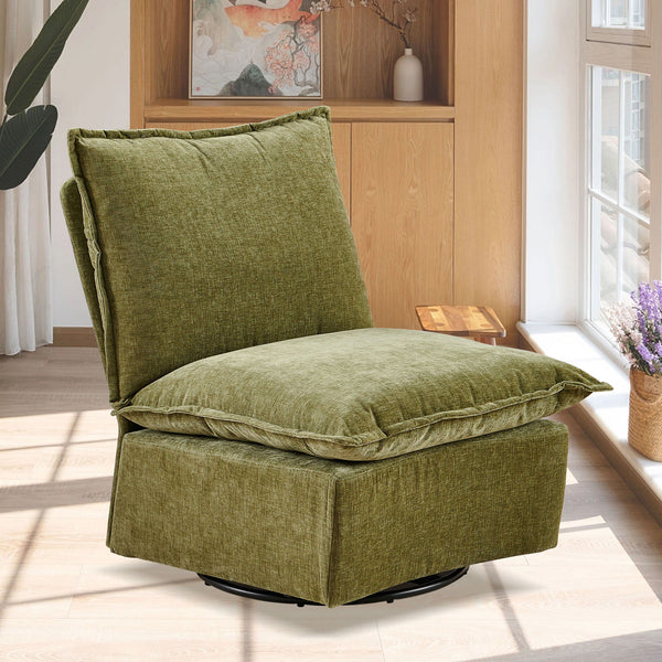 Detachable Chenille Single 360 Swivel Rocking Rocker, 360 Swivel Sofa Chair & Single Sofa Lounge, Comfortable Seating For Living Room & Bedroom Sofa 1 Piece - Green