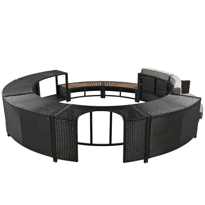 Spa Surround Spa Frame Patio Rattan Sofa Set With Storage Spaces, Mini Sofa And Comfortable Cushion For Patio, Backyard