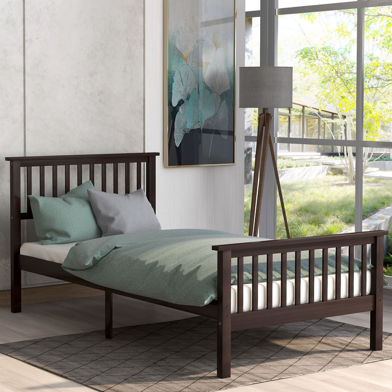 Twin Platform Bed With Headboard And Footboard - Espresso