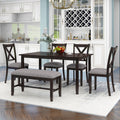 Kitchen Dining Table Set Wooden Rectangular Dining Table, 4 Chairs And Bench Family Furniture