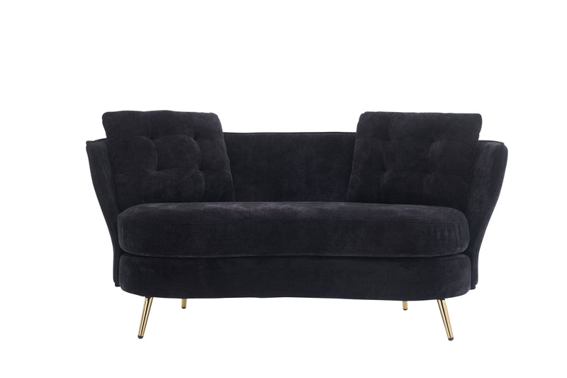 Polyester Fiber Loveseat Sofa Chair Upholstered Couch With Golden Metal Legs Club Two-Seat Sofa For Living Reading Room Bedroom Apartment Small Space Dorm