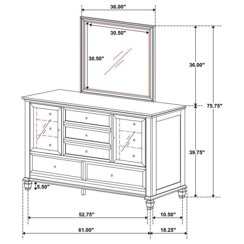 Sandy Beach - 11-drawer Dresser With Mirror