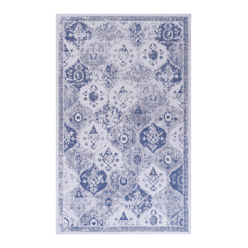 9' x 12' Area Rugs For Living Room, Washable Rug, Low-Pile, Non-Slip, Non-Shedding, Foldable, Kid & Pet Friendly, Area Rugs For Living Room, Bedroom, Dining Room Rug - Blue