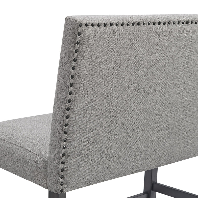 Seneca - Counter Bench With Upholstered Back And Grey Fabric - Gray