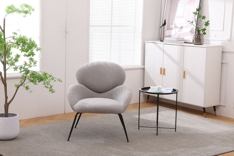 Modern Sherpa Chairs Accent Armchairs For Living Dining Room, Upholstered Chairs With Metal Legs, Comfy And Soft Chairs For Bedroom, Cute Vanity Chairs