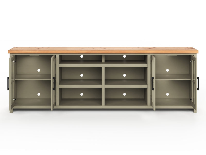 Vineyard - 96" TV Stand - Sage Green / Fruitwood