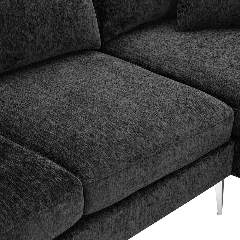 Convertible Sectional Sofa, Modern Chenille L-Shaped Sofa Couch With Reversible Chaise Lounge, Fit For Living Room, Apartment (2 Pillows)