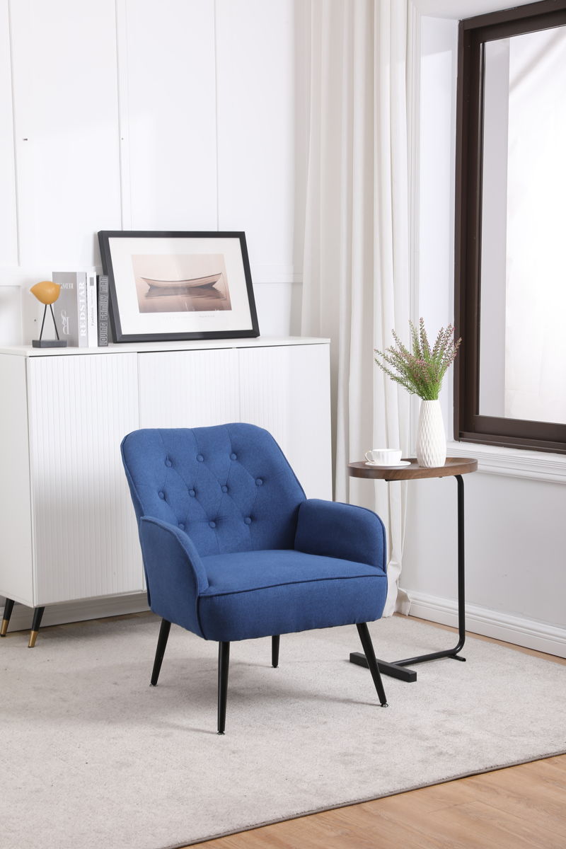 Modern Mid-Century Chair Linen Sherpa Armchair