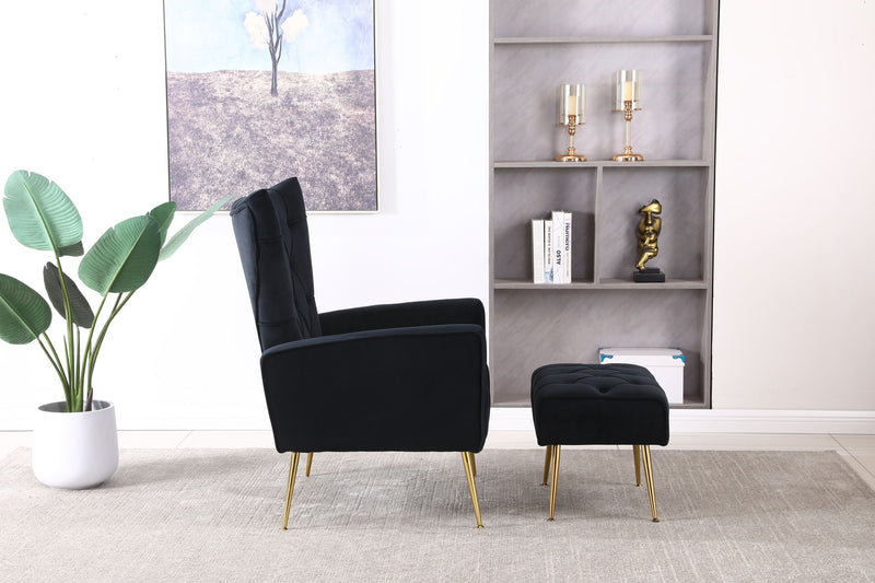 Modern Accent Chair With Ottoman, Comfy Armchair For Living Room, Bedroom, Apartment, Office