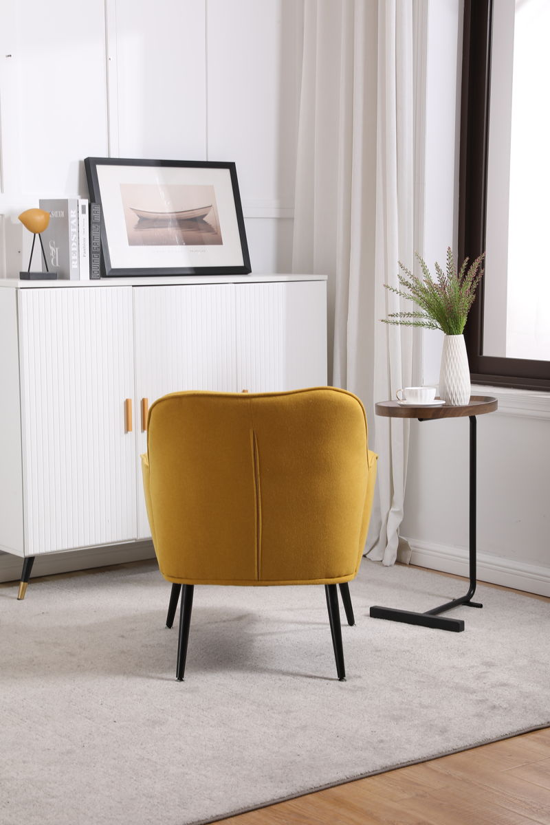 Modern Mid-Century Chair Linen Sherpa Armchair