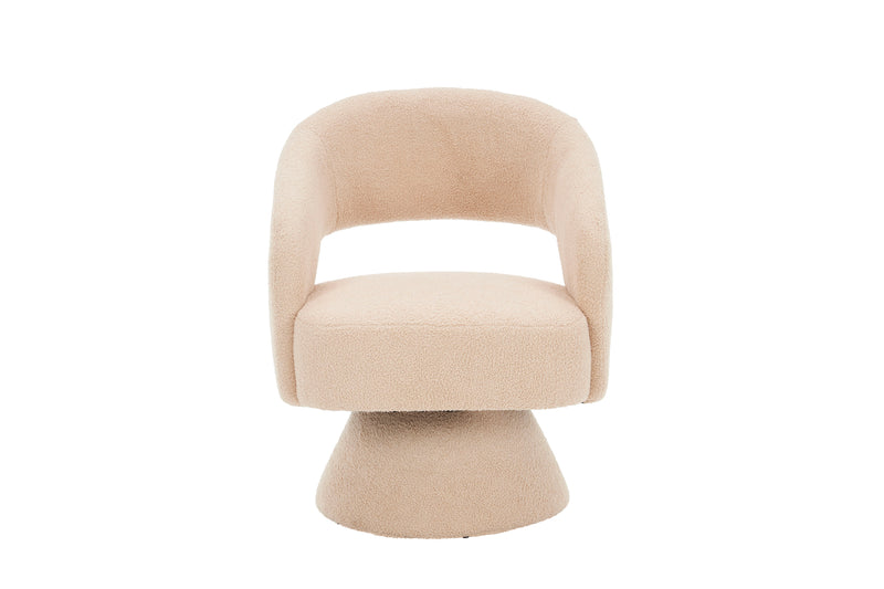 Swivel Accent Chair Armchair, Round Barrel Chair For Living Room Bedroom - Teddy Fabric