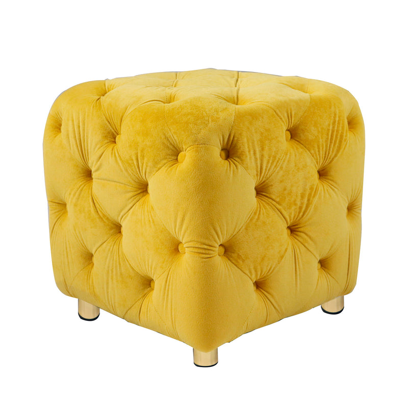 Modern Velvet Upholstered Ottoman, Exquisite Small End Table, Soft Foot Stool, Dressing Makeup Chair, Comfortable Seat For Living Room, Bedroom, Entrance