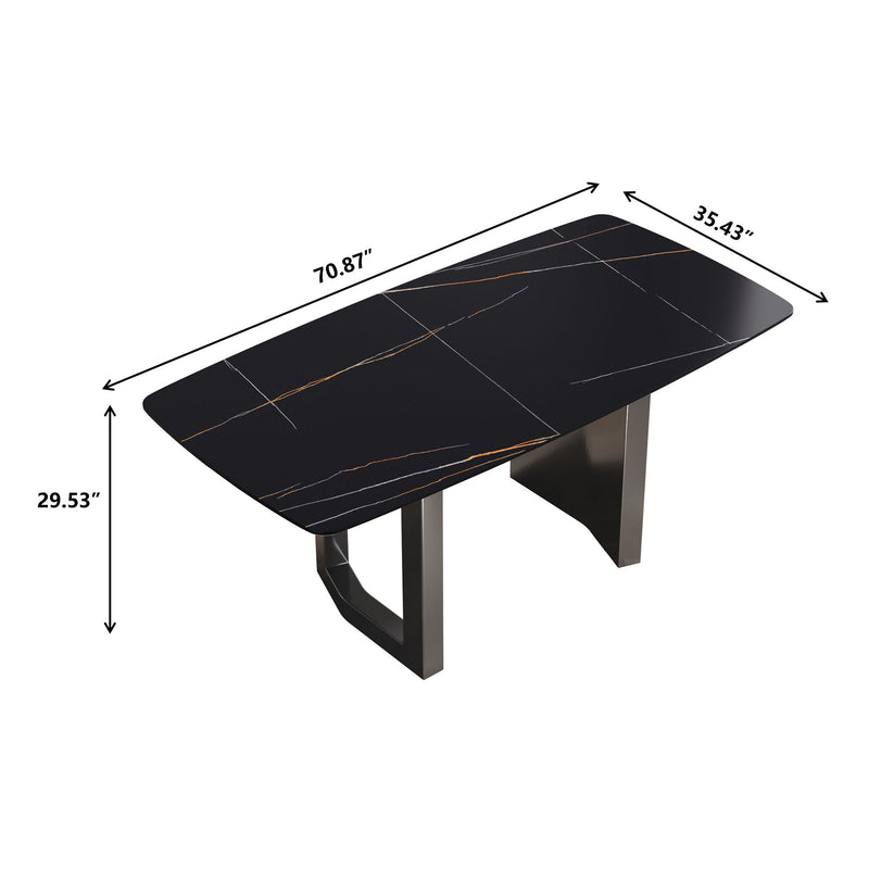 Modern Artificial Stone Dining Table, Can Accommodate 6-8 People - Black