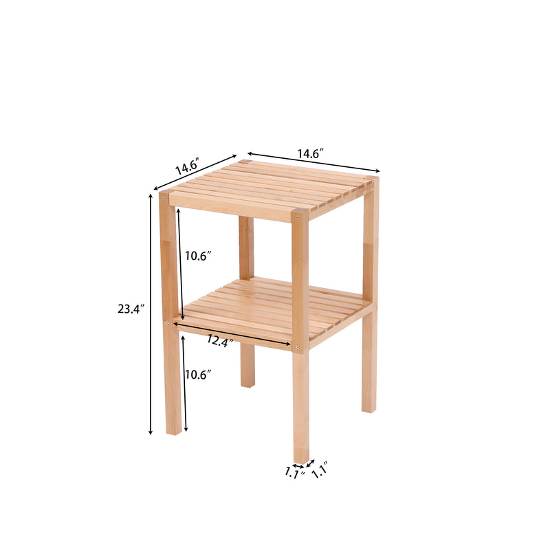 2 Tier Birch Bathroom Shelf, Narrow Shelving Unit, Multifunctional Storage Rack, Corner Rack, For Kitchen, Living Room, Bedroom, Entryway, Bathroom - Natural Wood