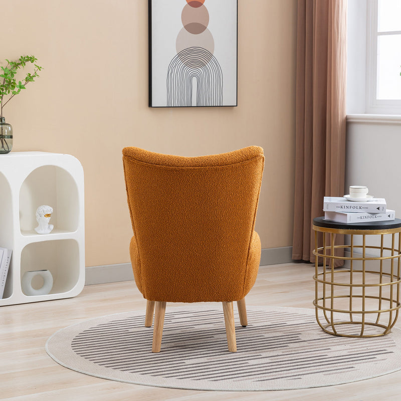 Boucle Upholstered Armless Accent Chair Modern Slipper Chair, Cozy Curved Wingback Armchair, Corner Side Chair For Bedroom Living Room Office Cafe Lounge Hotel