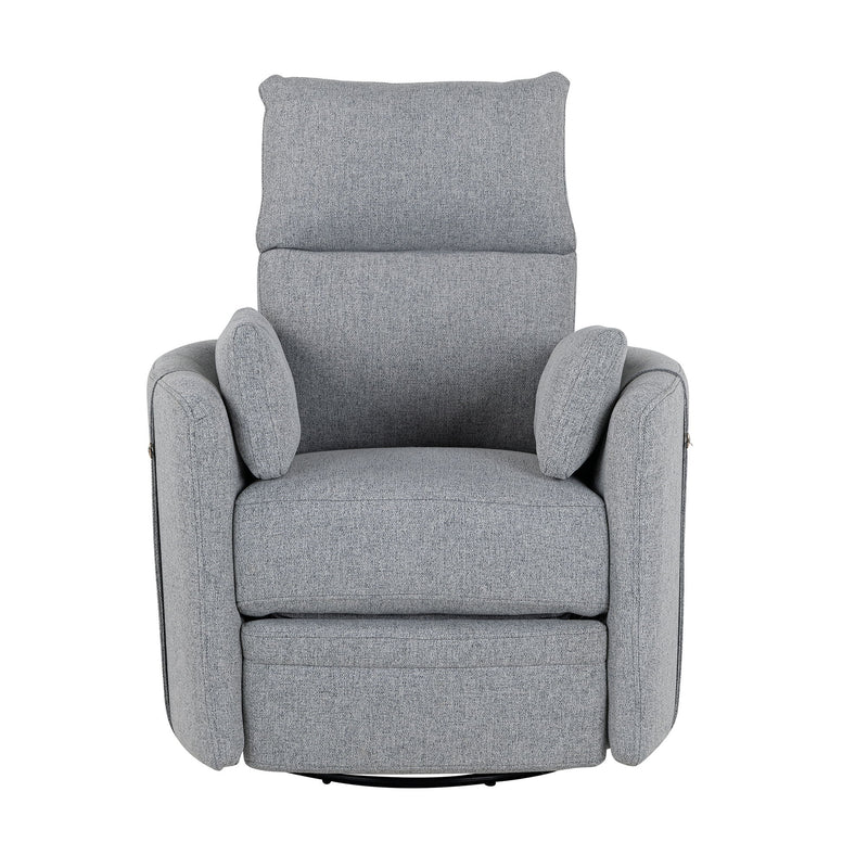 Upholstered Swivel Recliner Manual Rocker Recliner Chair Baby Nursery Chair With Two Removable Pillows For Living Room