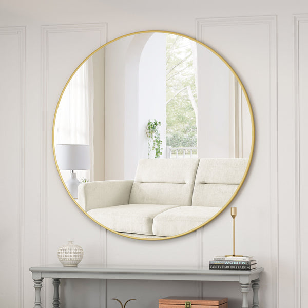 Wall Mirror Circular Mirror Metal Framed Mirror Round Vanity Mirror Dressing Mirror, For Bathroom, Living Room, Bedroom Wall Decor - Gold