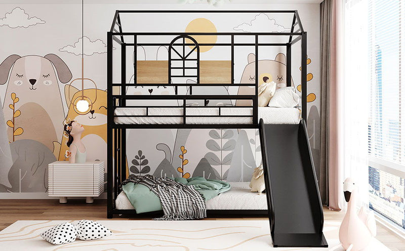 Kids Furniture - Metal Bunk Bed, Metal Housebed With Slide