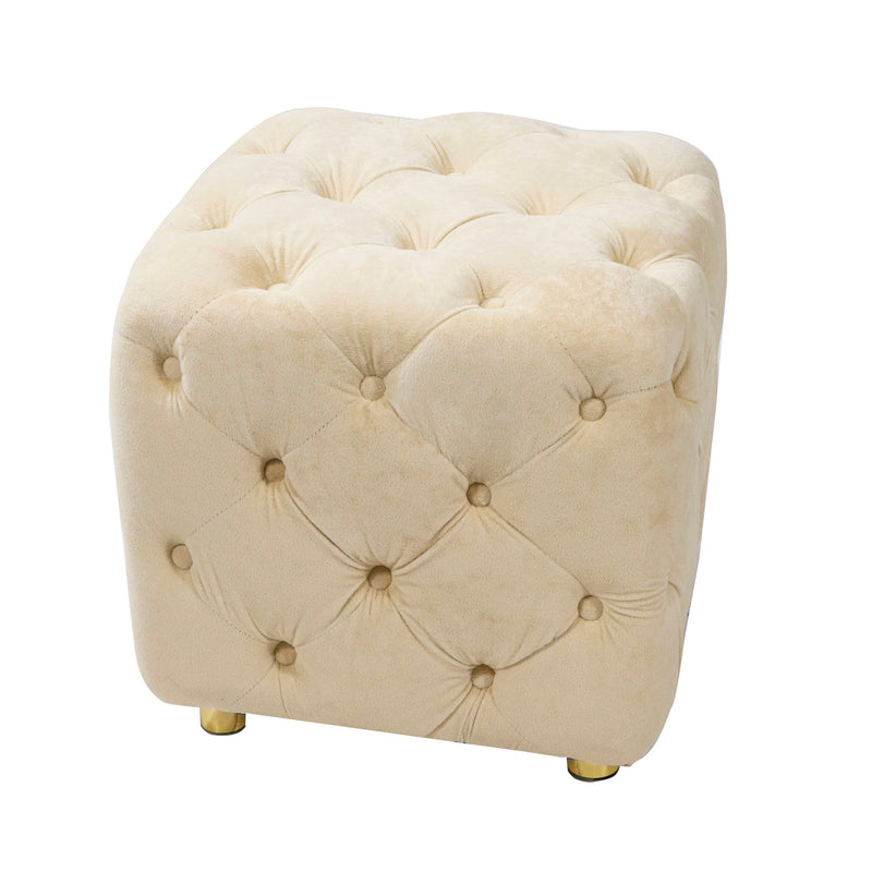 Modern Velvet Upholstered Ottoman, Exquisite Small End Table, Soft Foot Stool, Dressing Makeup Chair, Comfortable Seat For Living Room, Bedroom, Entrance