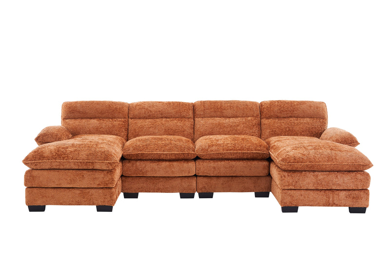 U-Shaped Profile Sofa, Including Two Single Seats And Two Chaise, Modular Sofa, Chenille Sofa