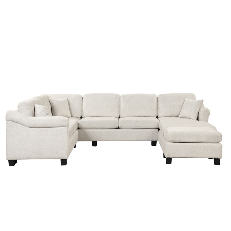 4 Pieces Sectional Sofa With Ottoman With Right Side Chaise