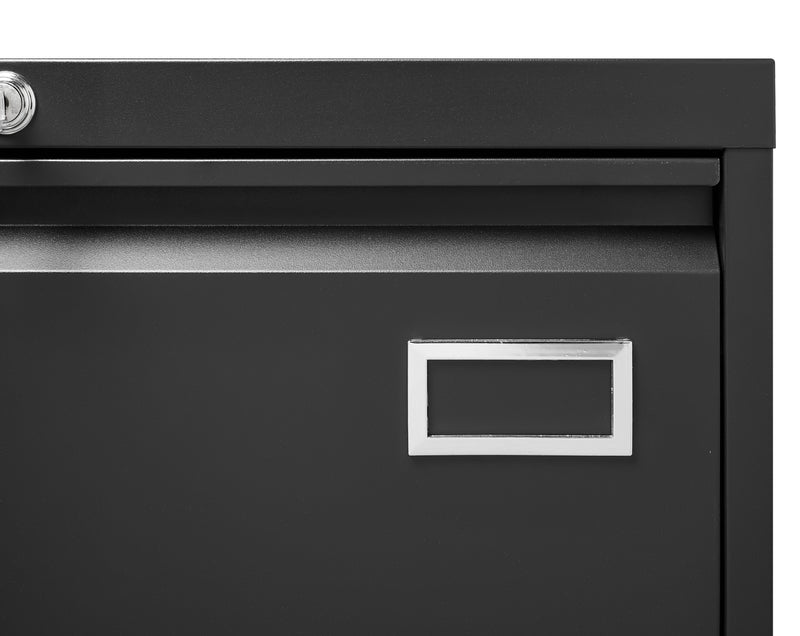 Filing Cabinet Lateral File Cabinet 3 Drawer, Blcak Locking Metal File Cabinets Three Drawer, Office Filing Cabinet With Lock Drawers For Home Office - Black