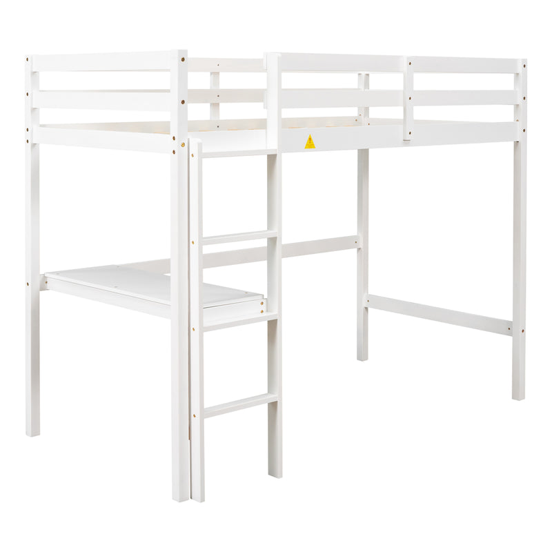 Twin Loft Bed with  built-in desk,White(Old SKU:W50450911)