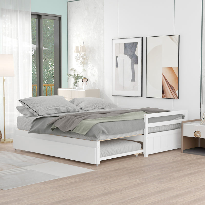 Twin or Double Twin Daybed with Trundle,White