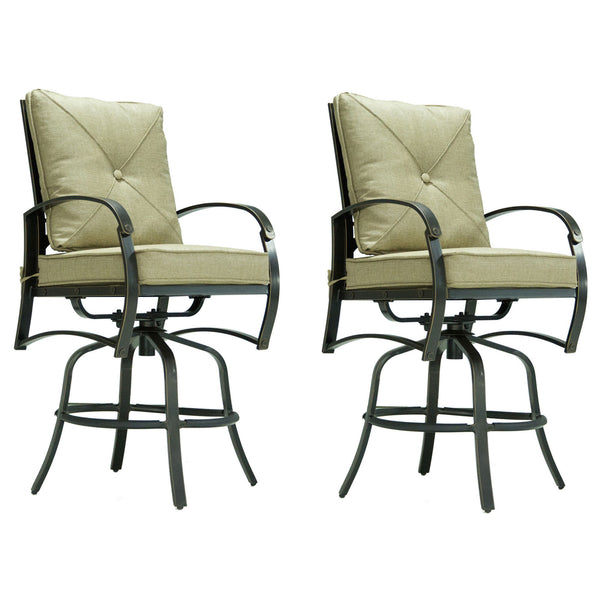 Bar Chair With Back And Seat Cushion (Set of 2) - Antique Bronze