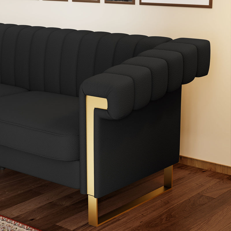 Fx-P81Pu-Bk Fashionable Sofa For Livingroom And Office Room 3S Sofa (Temu Suitable) - Black