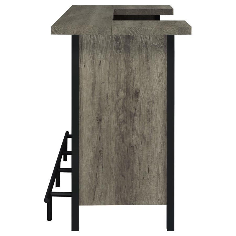 Bellemore - Bar Unit With Footrest - Gray Driftwood And Black