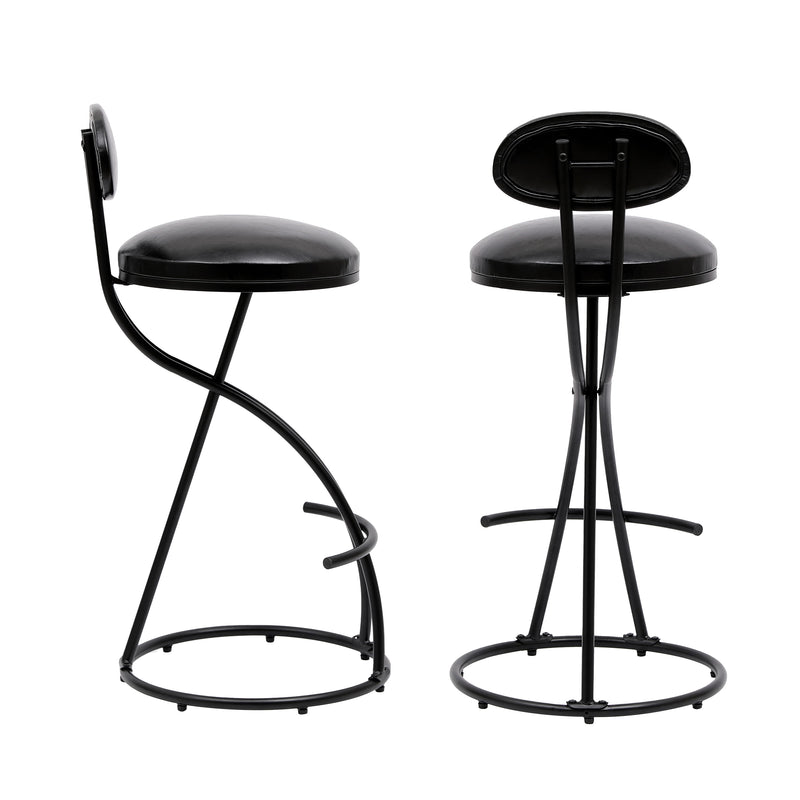 Bar Stools Upholstered Counter Height Barstools For Kitchen Island Modern PU Leather Dining Chairs With Footrest (Set of 2)