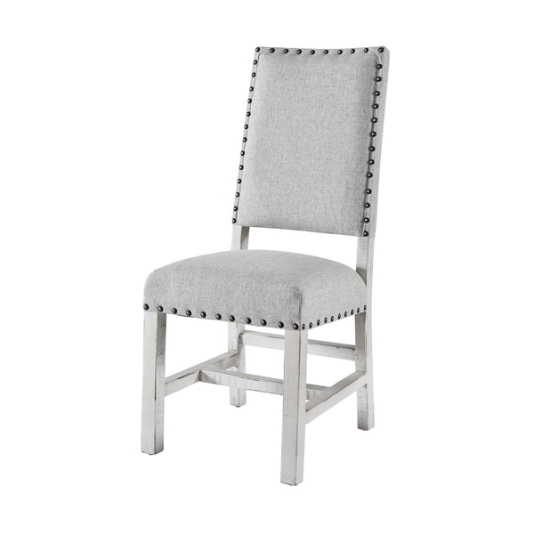 Condesa - Round Dining-White Fabric Back Side Chair (Set of 2) - Distressed White Finish