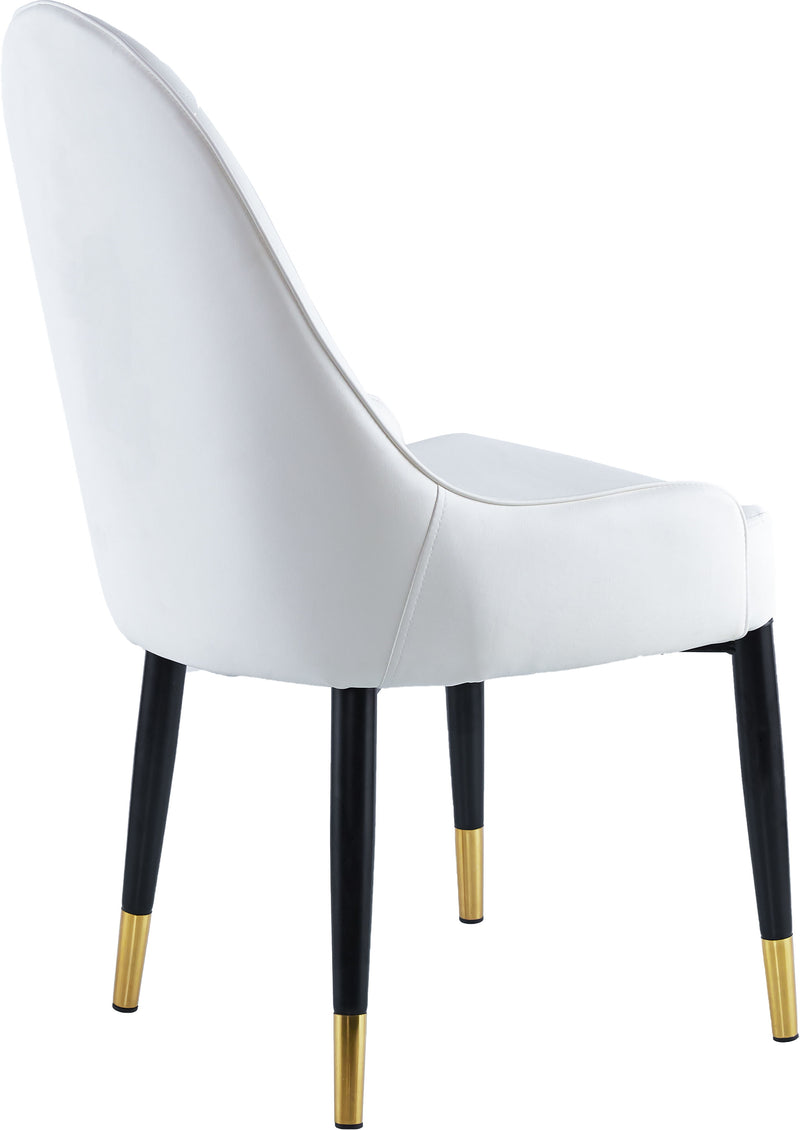 Modern Leather Dining Chair (Set of 2), Upholstered Accent Dining Chair, Legs With Black Plastic Tube Plug - White