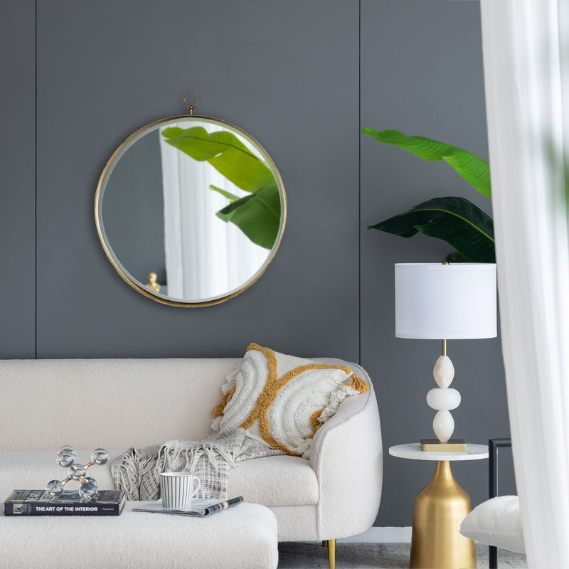 Round Mirror, Circle Mirror With Iron Frame For Living Room Bedroom Vanity, Entryway Hallway