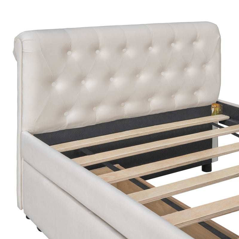 Twin Size Upholstered daybed with Drawers, Wood Slat Support, Beige(OLD SKU :LP000117AAA)