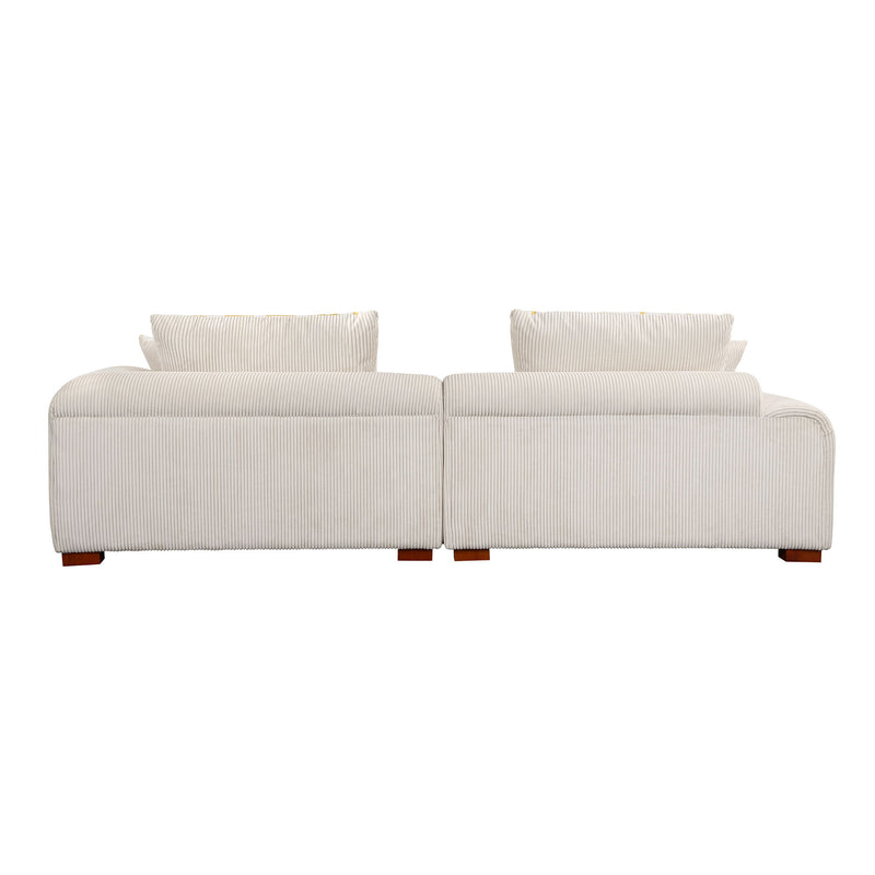 Modern Couch Corduroy Comfy Sofa With Rubber Wood Legs, 4 Pillows For Living Room